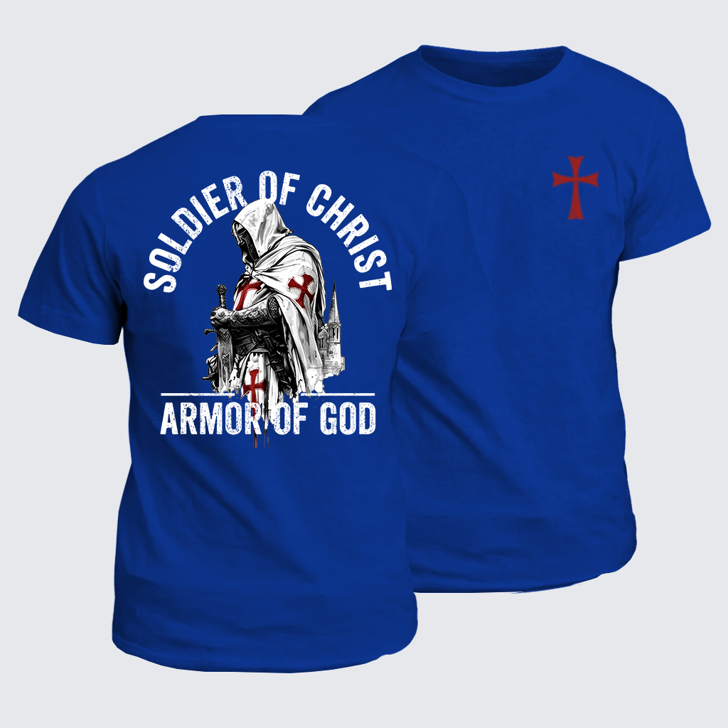 Classic Cotton Tee - Soldier of Christ Armor Of God Crusader Spirit