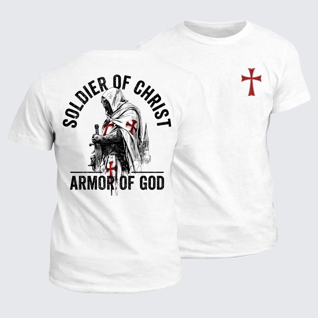 Classic Cotton Tee - Soldier of Christ Armor Of God Crusader Spirit