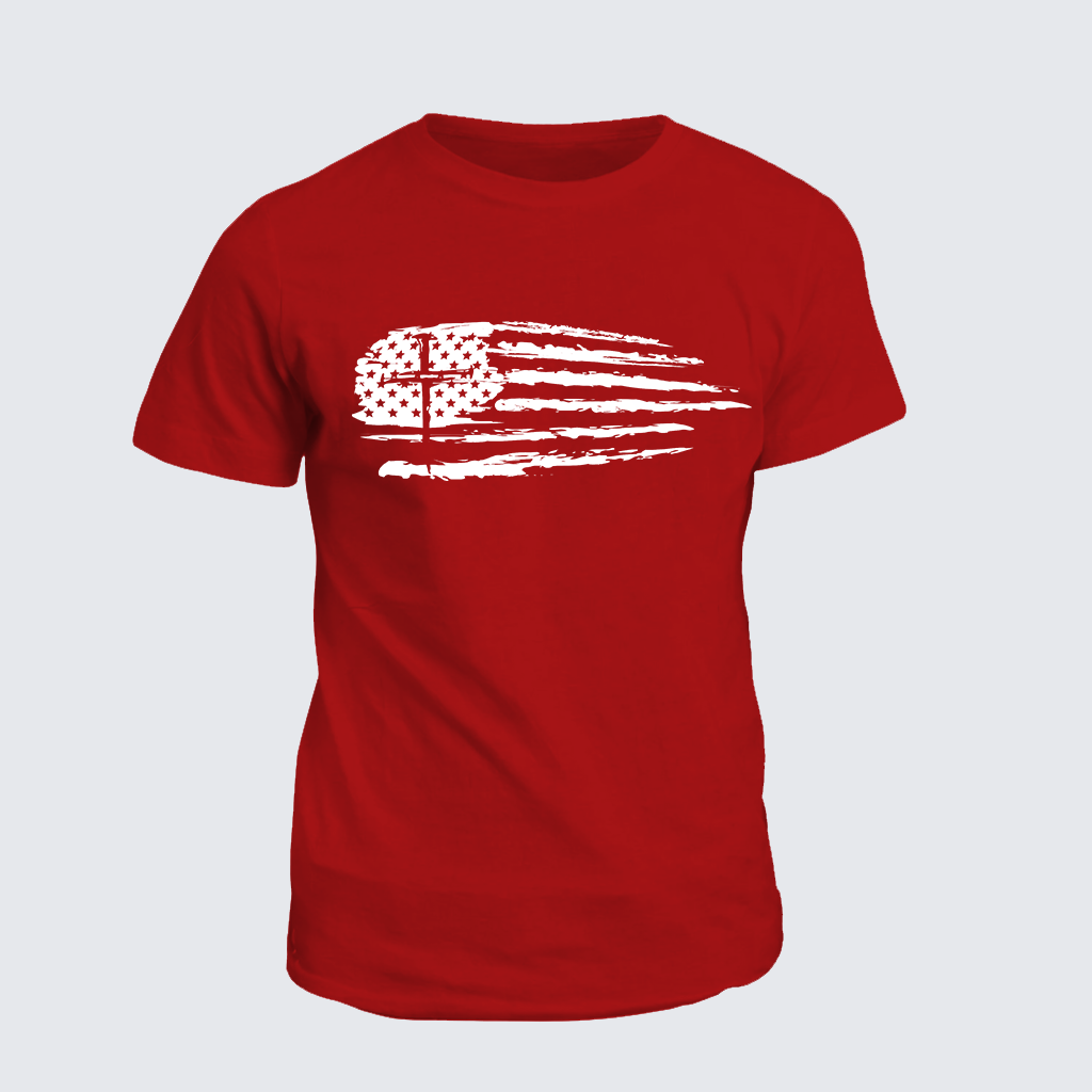 Classic Cotton Tee - Tattered Flag Cross