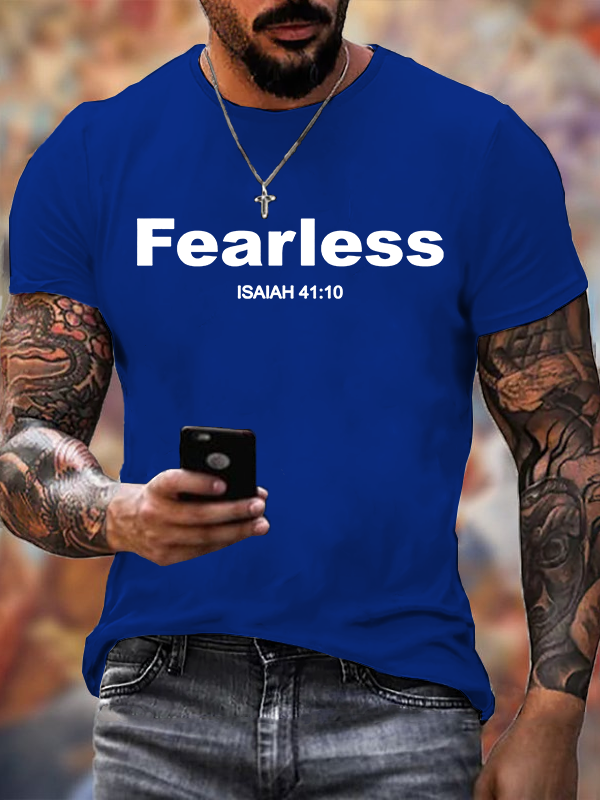 Classic Cotton Tee - Fearless Isaiah 41:10 Bible Verse