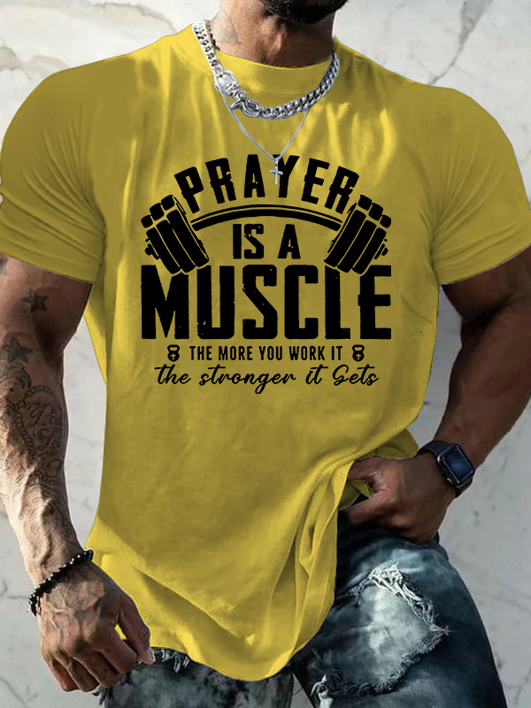 Classic Cotton Tee - Prayer Is A Muscle Cross
