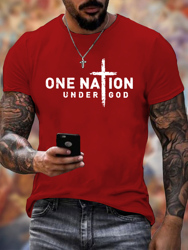 Classic Cotton Tee - One Nation Under God  Cross