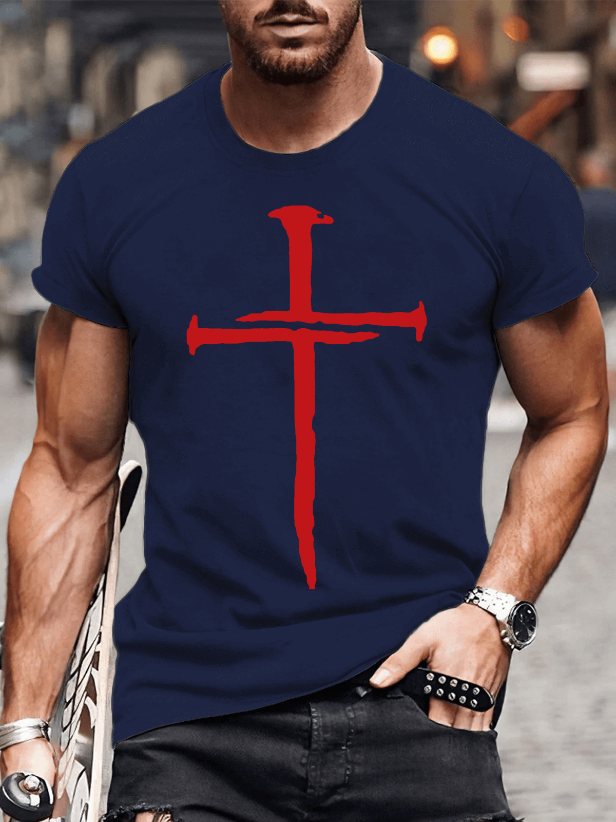 Classic Cotton Tee - Men's Hipster Cross Faith T-shirt