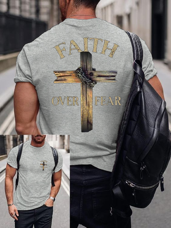 Classic Cotton Tee - Cross Faith Over Fear T-shirt