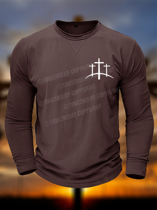 Cross Printed Christian Long Sleeve T-Shirt