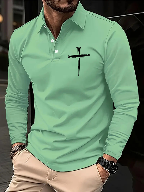 Cross  Long Sleeve  Polo Shirt