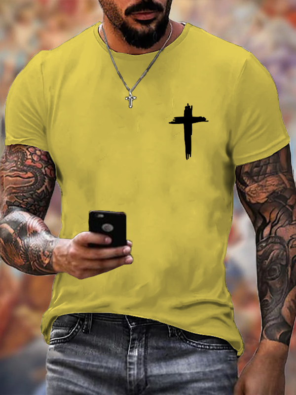Classic Cotton Tee - Cross Print Crew Neck