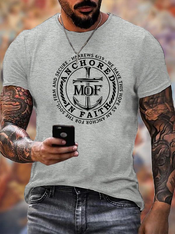 Classic Cotton Tee - Anchored In faith , Man Of Faith