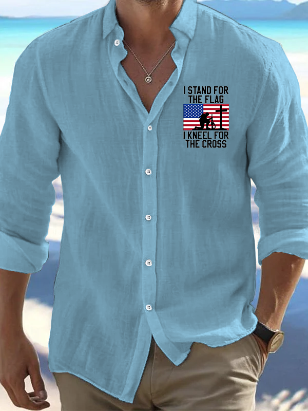 I Stand For The Flag And Kneel For The Cross Christian Resort Casual Shirt