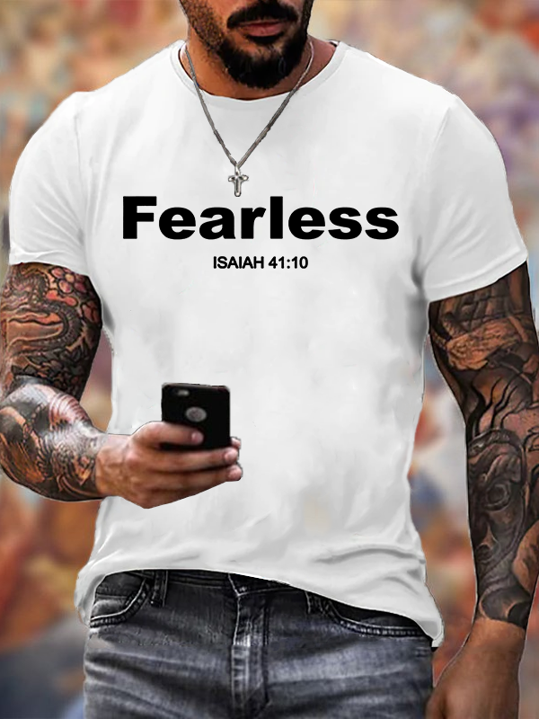 Classic Cotton Tee - Fearless Isaiah 41:10 Bible Verse