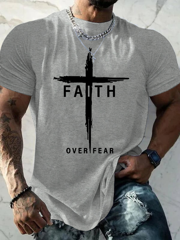Classic Cotton Tee - Faith Over Fear  Cross