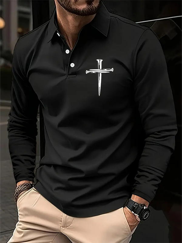 Cross  Long Sleeve  Polo Shirt