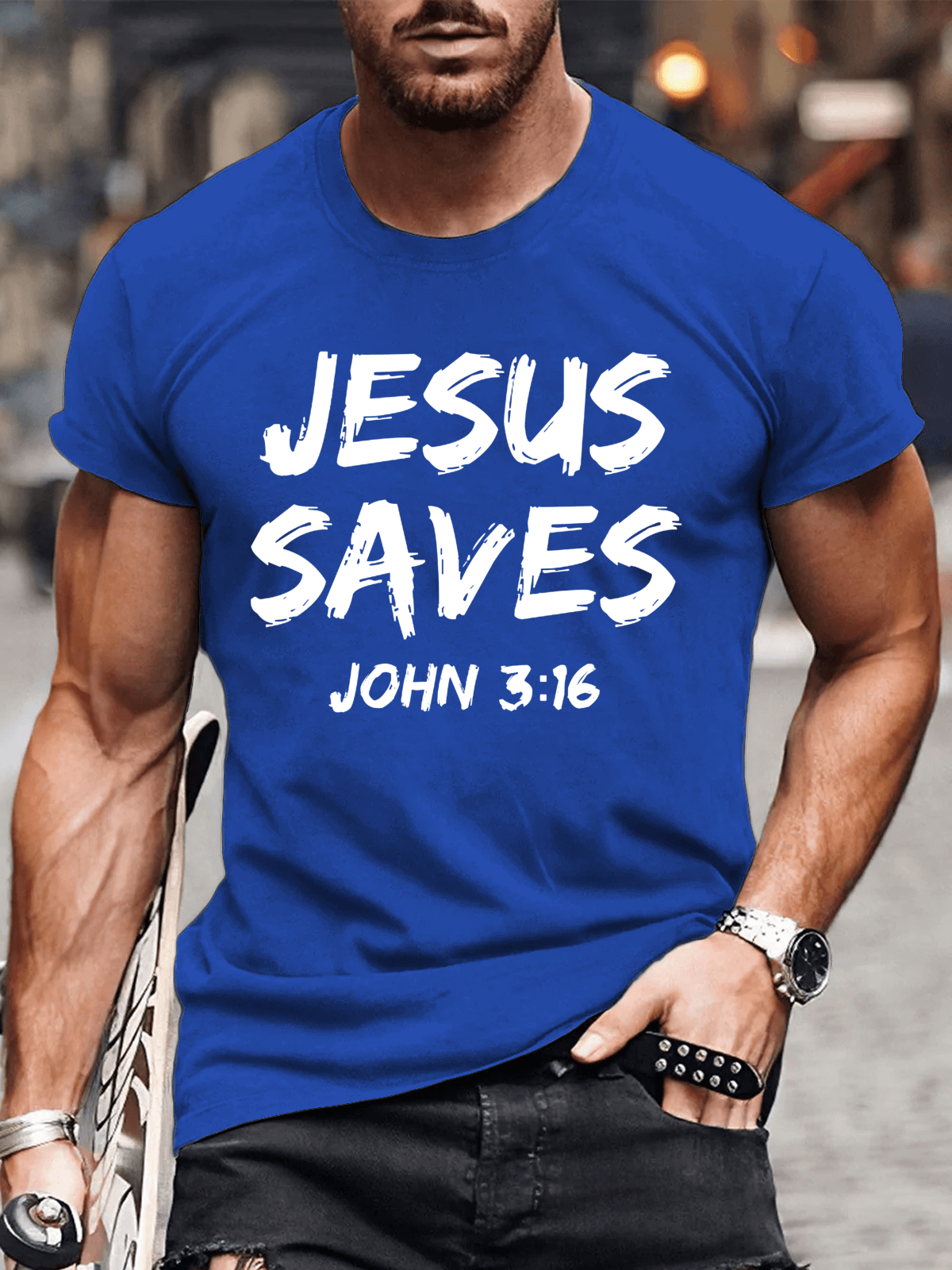 Classic Cotton Tee - Jesus Saves John 3:16 Men's T-shirt