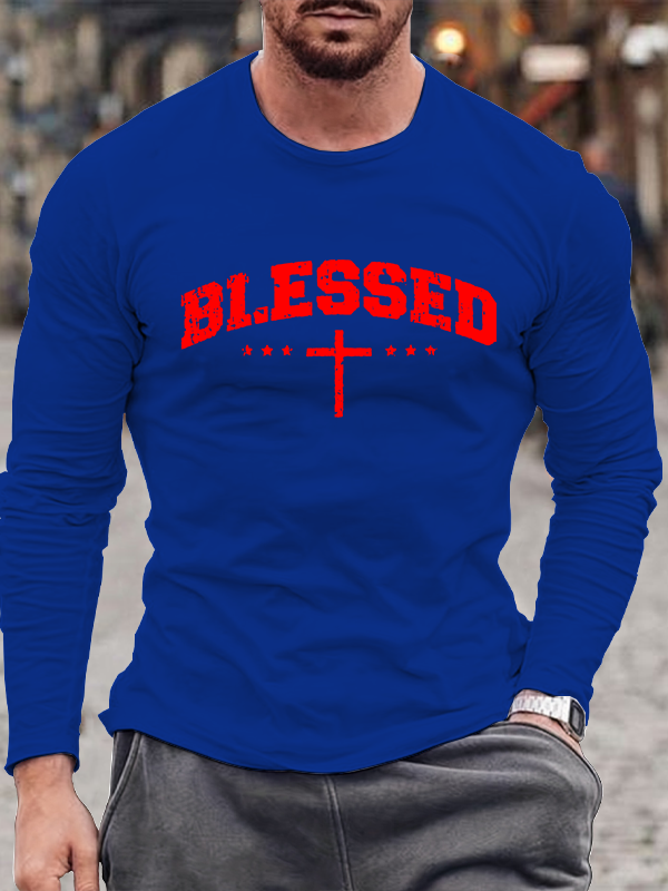 Blessed Cross Christian Cotton Long Sleeve T-Shirt