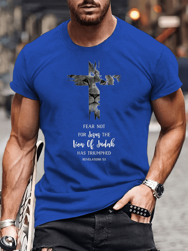Classic Cotton Tee - Fear Not For Jesus The Lion Of Judah Has Triumphed REVELATIONS 5:5