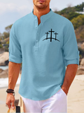 Men's Cross Printed Christian Simple Resort Casual Shirt