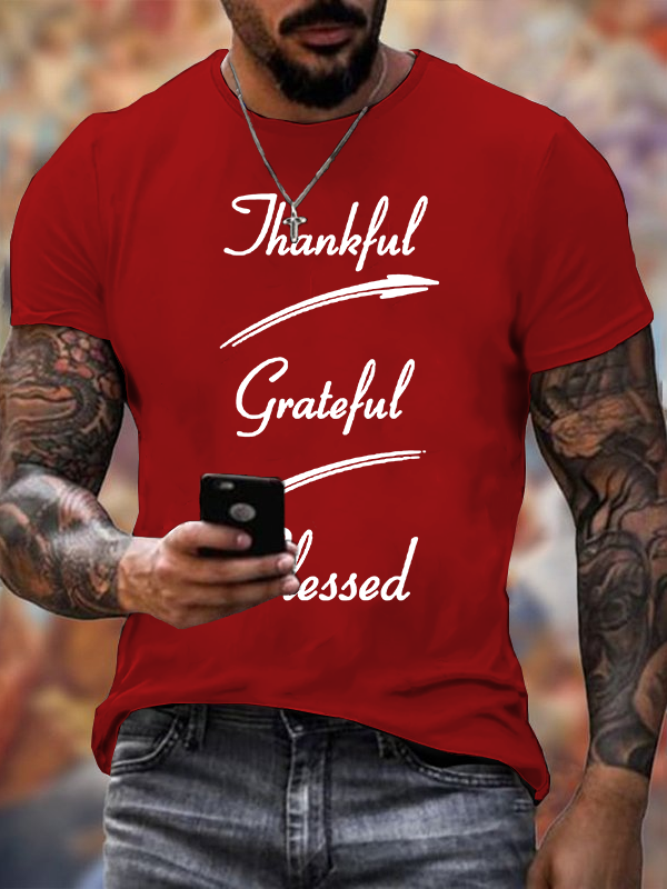Classic Cotton Tee - Thankful Grateful Blessed