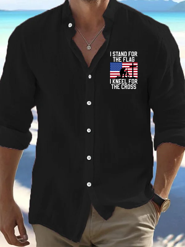 I Stand For The Flag And Kneel For The Cross Christian Resort Casual Shirt
