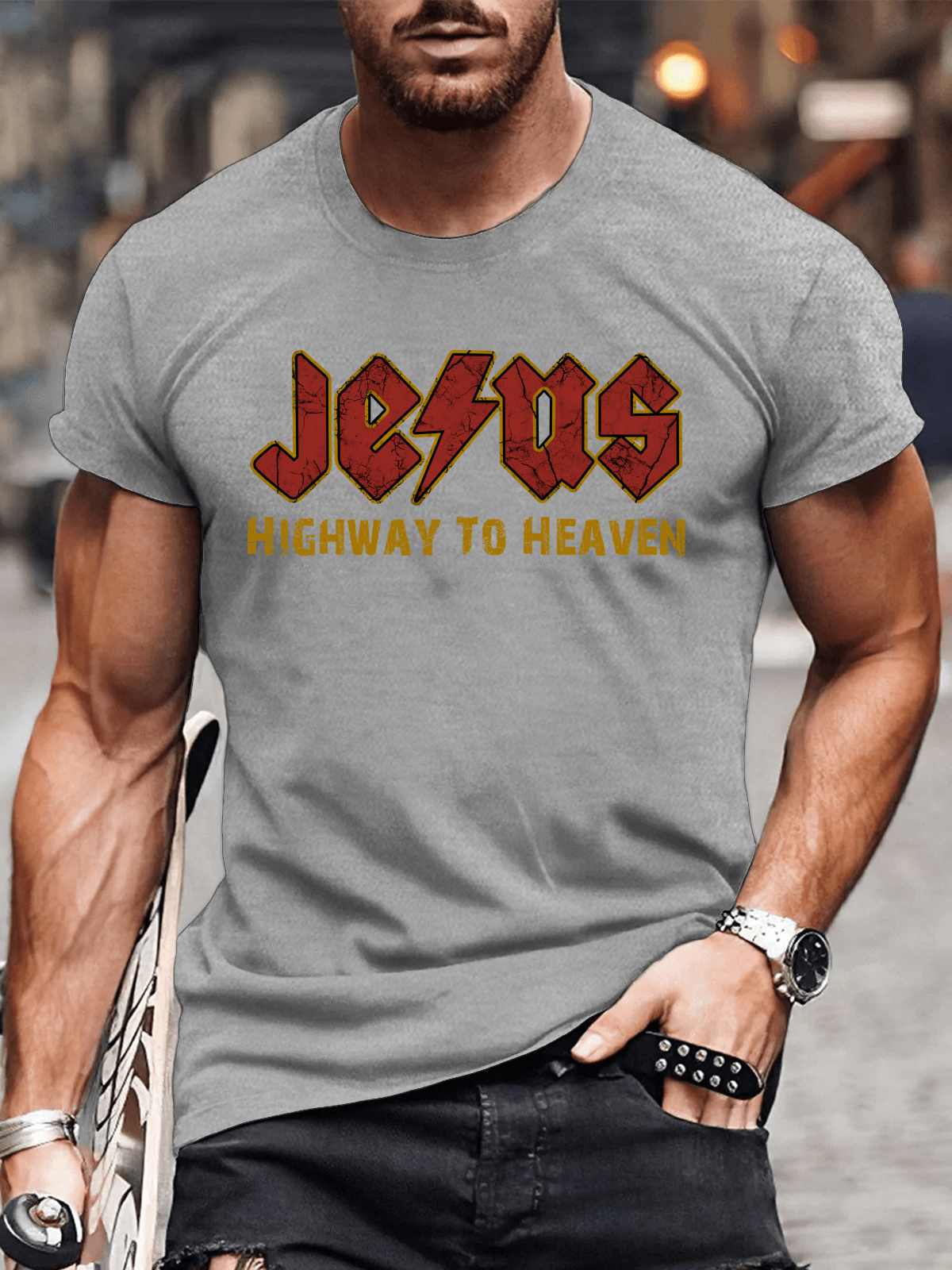 Classic Cotton Tee - Jesus Highway to Heaven Men's