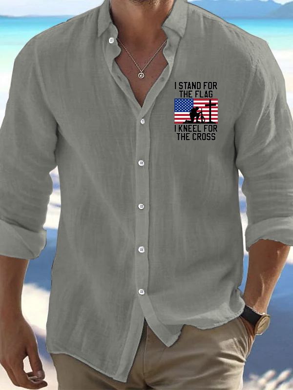 I Stand For The Flag And Kneel For The Cross Christian Resort Casual Shirt
