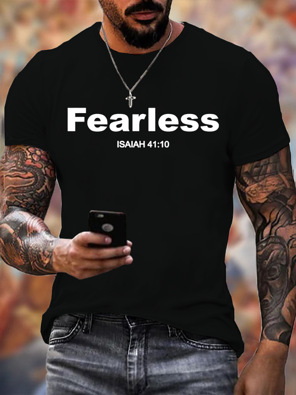 Classic Cotton Tee - Fearless Isaiah 41:10 Bible Verse