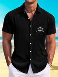 Cross Printed Christian Striped Short-Sleeved Shirt