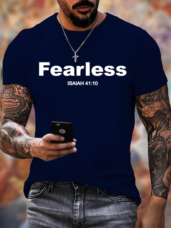 Classic Cotton Tee - Fearless Isaiah 41:10 Bible Verse