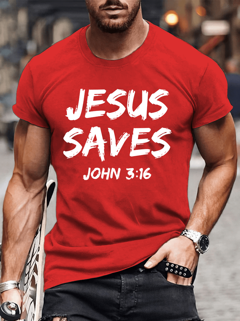 Classic Cotton Tee - Jesus Saves John 3:16 Men's T-shirt